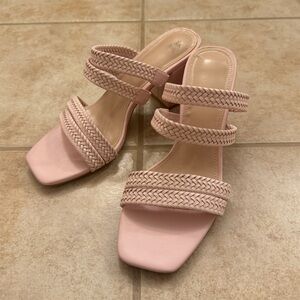 Light pink square toe heels